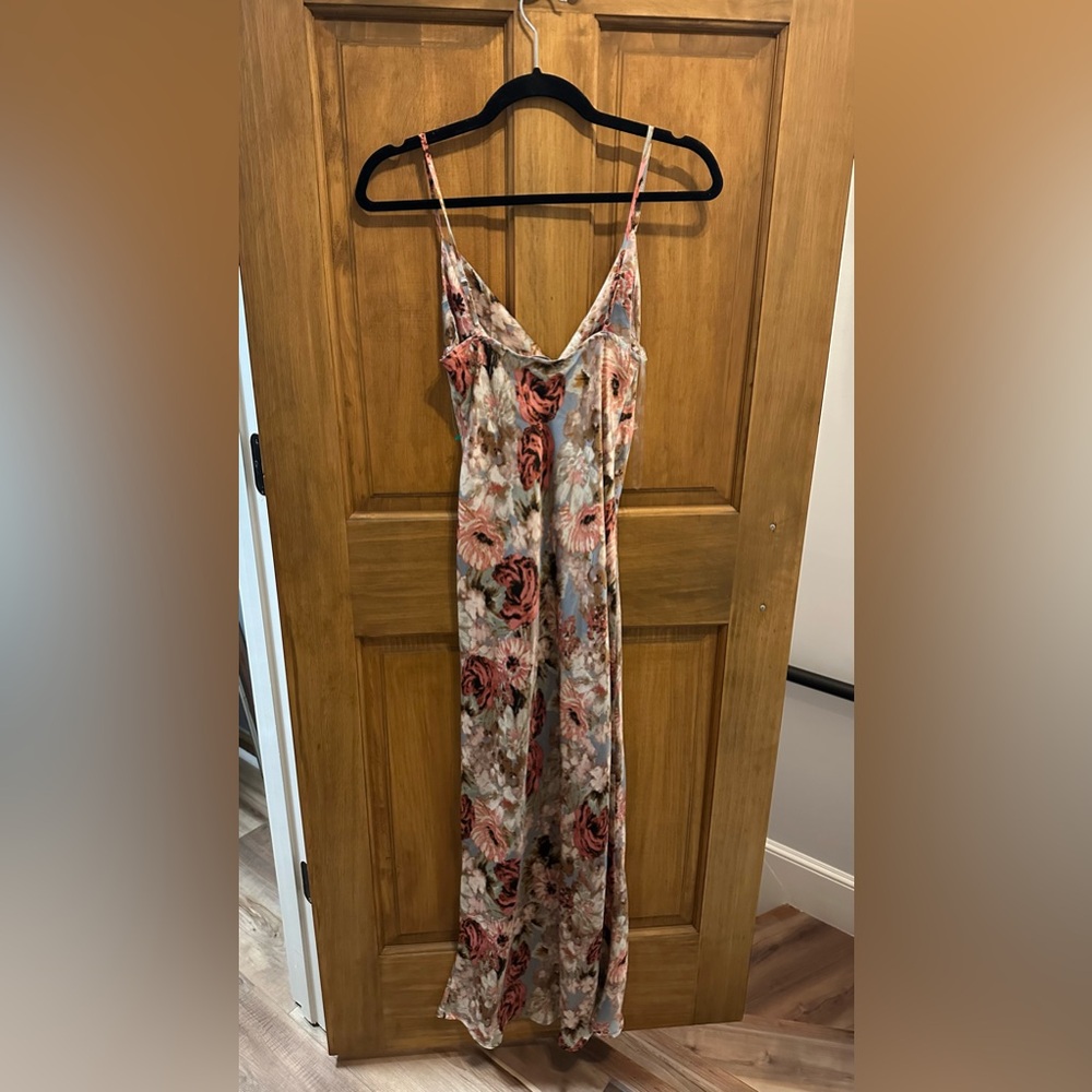 Silk dress floral strap style